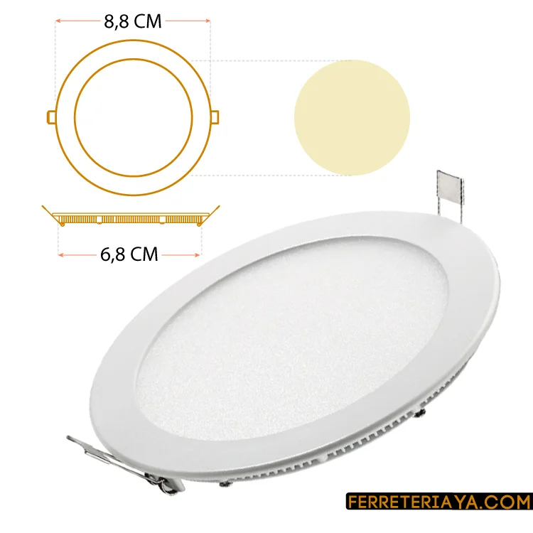 REF IPL08 PANEL INCRUSTAR REDONDO LUZ CALIDA 3W