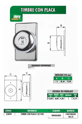 REF 233049 TIMBRE CON PLACA/NIQUEL 11V/150V