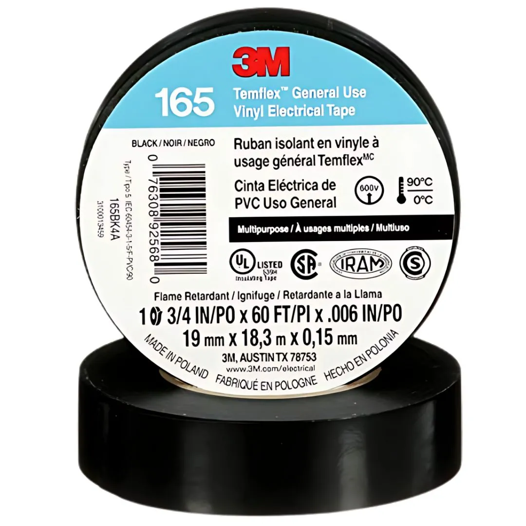 CINTA AISLANTE NEGRA 3M PEQUEÑA 9M REF 165BK3A