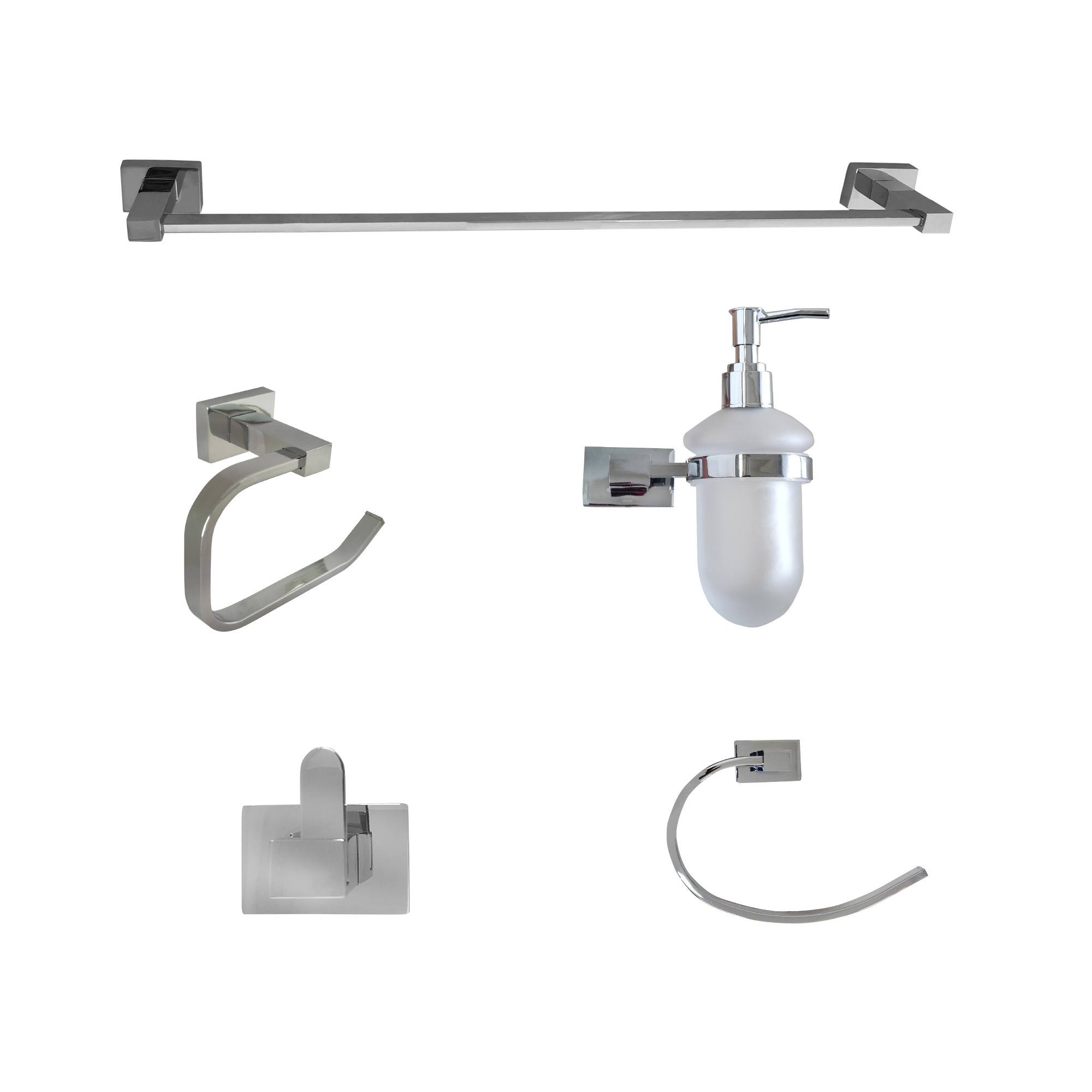 REF YW148-D JUEGO DE ACCESORIOS PARA BAÑO CON DISPENSADOR DE JABON X 6 PZS MARCA BOCCHERINI